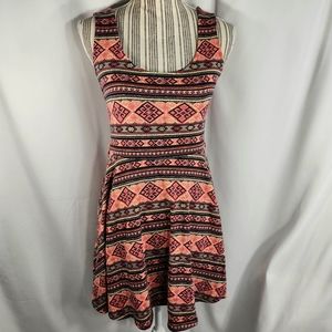 Forever 21 Multicolored Aztec Print Fit & Flare Sleeveless Dress Size Medium